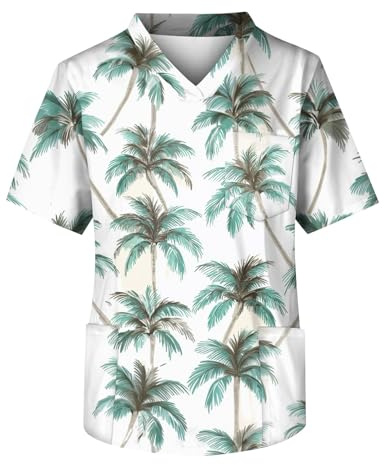 SOOUICKER Kasack Herren Bunt V Ausschnitt Oversized Tshirt Print Hawaii Kurzarmhemd mit Brusttasche Vintage Sommer Freizeithemden Kurzarm Muster