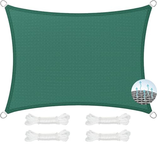 Rete Ombreggiante Protezione Solare 130 x 350 cm, Protezione Solare e Uv, Antistrappo, Traspirante, Antivento, Tenda a Vela per Giardino, per Balcone, Terrazza, Verde Scuro