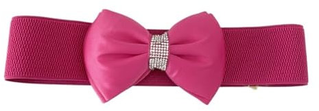 LuoAXINN Kummerbund Großen Bogen Strass Schnalle Taille Gürtel Frauen Dame Elastische Nylon Breiten Bund Dünne Kleid Mantel Dekor Kummerbund Straps(B red_Elastic)