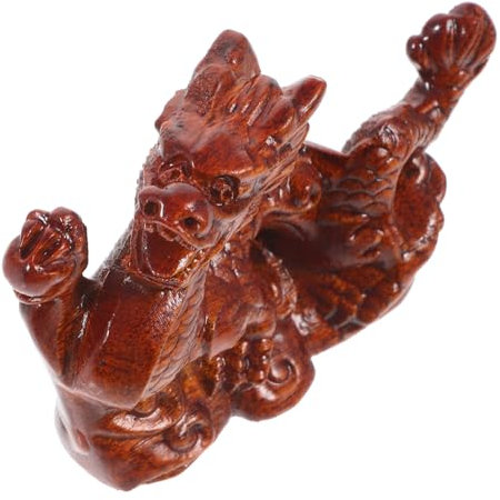 VICASKY Holz Drachenfigur Tier Dekoration Antike Figurine Schreibtischdeko Innenraum Ornament Handwerklich Gestaltet