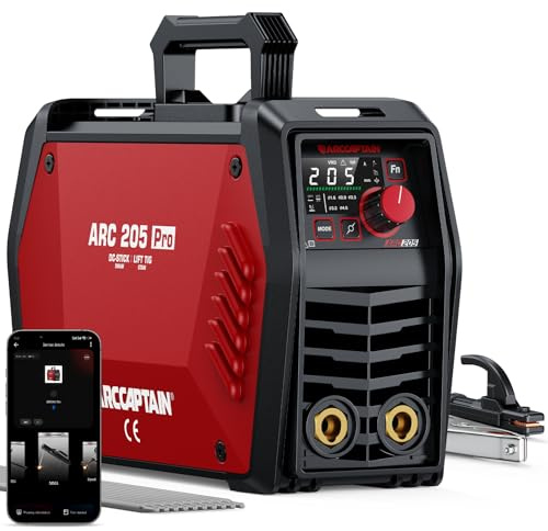 ARCCAPTAIN iControl ARC205 Pro Poste a Souder, [Contrôle APP] 205A Soudage ARC/TIG Lift Poste à Souder, Grand Écran LED Large, Inverseur IGBT 230V avec Démarrage Chaud, Force d'Arc et Anti-Adhérence