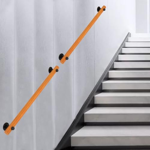 Ringhiera per scale in legno, per interni ed esterni, antiscivolo, di sicurezza, per scale, montaggio a parete, 390 cm