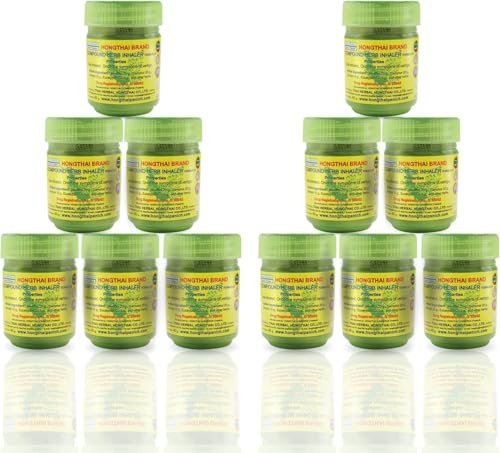 Thailands #1 Kräuterinhaler, 12 x Grüne Riechdose (stark Typ2), bei Kopfschmerzen Erkältung Schwindel Müdigkeit