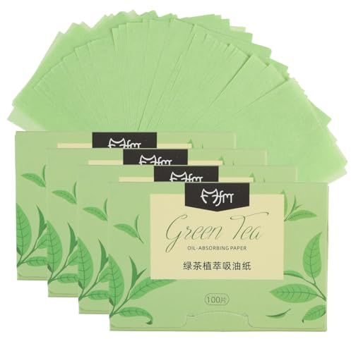 400 PCS Gesichts-Löschpapier Grüntee, Oil Control Paper, ölabsorbierende Blätter für Männer & Frauen, sanftes Ölabsorbierendes Papier, kompaktes Oil Control Paper gegen Glanz