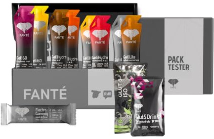 Fanté Tester Pack | Pack Surtido para Descubrir la Gama de geles energéticos de FANTÉ | 8 Geles + 2 Bebidas + 3 gominolas | Con Fruta Ecológica y 350mg de Sodio