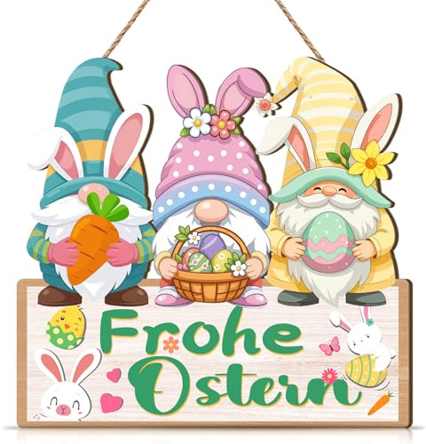 CHDITB Frohe Ostern Türkranz Schild,Happy Easter Osterhase Haustür Deko,Willkommen Türkranz Frühling,Ostern Türdeko Haustür,Ostereier Herzlich Willkommen Schild für Haustür Zuhause Garten Außen