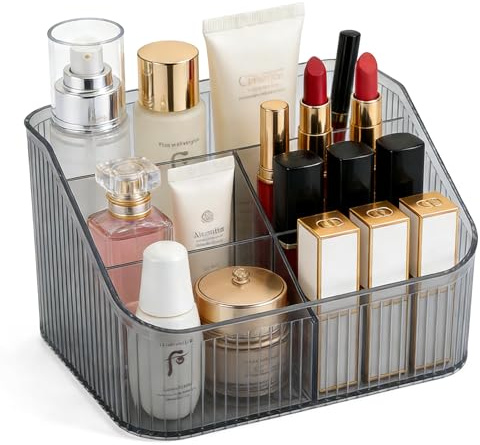 Make-Up Organiser Mit 5 Schlitze, Acryl Multifunktion Skincare Organizer, GroßE Lagerung FüR Pinsel Lippenstift Kosmetik, Organizer Make Up Geeignet FüR Bad, Schlafzimmer, BüRo (Schwarz)