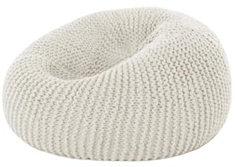 SHBHWS Saccosäck, mjuk stickad sittsäck 【Ingen stoppning! Du måste köpa fyllningen separat!】 för att koppla av inomhus och utomhus (beigevit, D70 cm – empty cover)