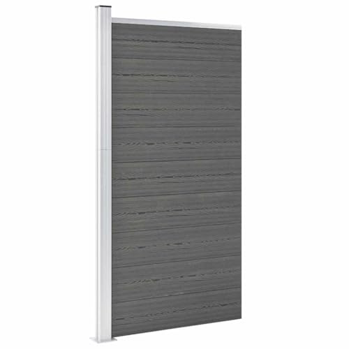 QJBSAVVA Gartenzaun 95x186 cm Grau WPC Sichtschutzzaun Modernes Design Stabiler Gartenzaun für Terrasse Balkon und Hof