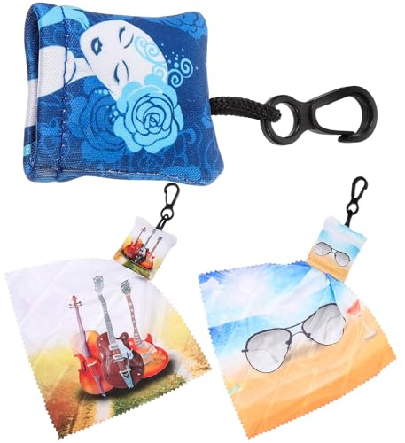 DOITOOL Lingettes pour Lentilles de Lunettes 3 Pièces en Microfibre Portable Pochette et Mousqueton pour Entretien Objectif Appareil Photo et Écran Téléphone