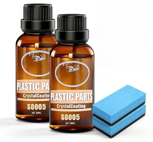 Kunststoffteile Kristalline Beschichtung, 2026 Neu Kunststoffpflege Auto Crystal Coating, Kratzer Entferner Auto, Autopflege Car Plastics Restorer mit SpezialschwäMmen Car Scratch Remover (2 Pcs)