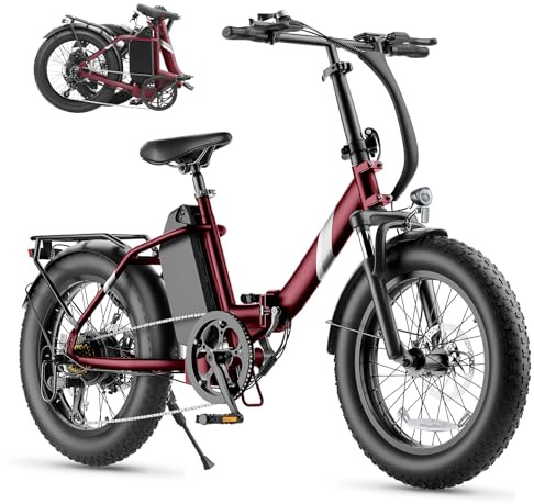 Touroll S3 E-Bike Klapprad, 20 * 3.0 Zoll Fat Tire Elektrofahrrad, 250W Motor, 36V 13Ah Akku bis 65-100km, Präzise 7-Gang Schaltung, Tiefeinsteiger Pedelec für Damen/Herren Pendler