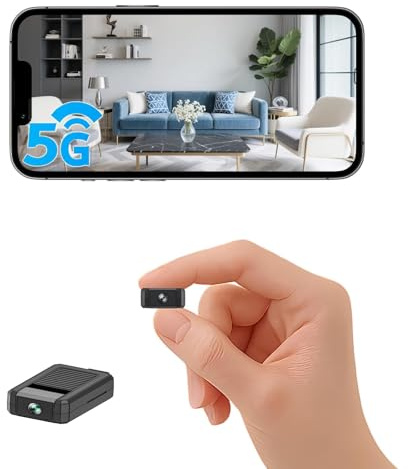 XNJ 4K Mini Kamera Innen Akku, 2.4/5 Ghz WLAN Innenkamera180° drehbarem Objektiv automatische, Bewegungserkennung, Nachtsicht, SD & Cloud Speicher, ideal für Zuhause, Baby & Büro (Schwarz)