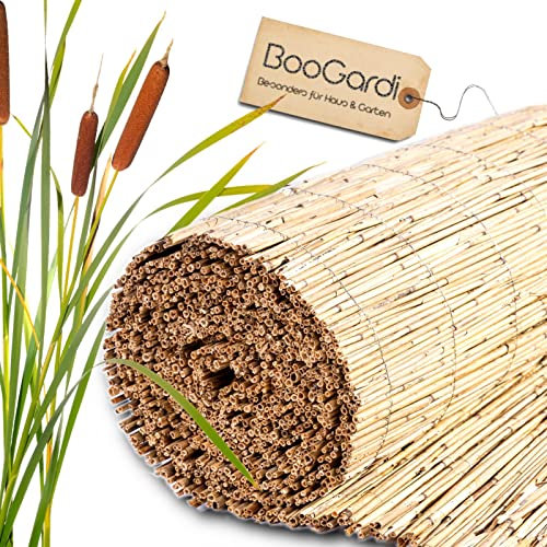BooGardi Schilfrohrmatte · 90-200cm x 600cm · 90x600cm Schilfmatte · natürlicher Windschutz Sonnenschutz Sichtschutz Zaun für Terrasse Balkon