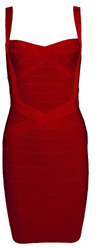 HLBandage Dam spaghettirem solid mini rayon bandage klänning, Vinrött, M