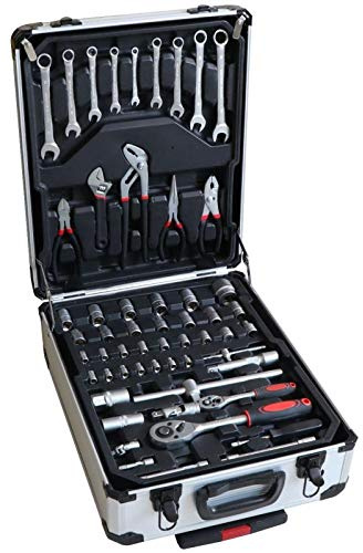 LG-MOTORS Set Professionale 285 Attrezzi Utensili In Acciaio con Trolley Valigia con 4 Cassetti Vassoi portautensili + 22 PUNTE TRAPANO IN OMAGGIO E GUANTI