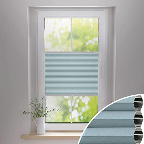 Gardinen21 Thermo Wabenplissee zum Kleben | Waben Plissee im Wunschmaß | Maßgefertigt für Türen & Fenster | Sonnenschutz, Sichtschutz, Schallschutz, 100% Verdunkelung