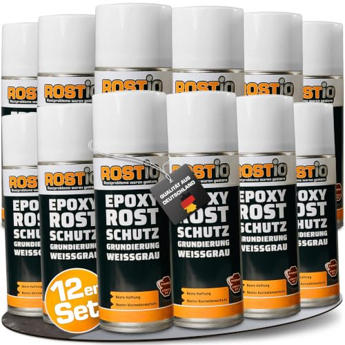Rostio Primer Epossidico 1K Spray Antiruggine Protezione Corrosione Asciugatura Rapida 400 ml x 12 Pezzi