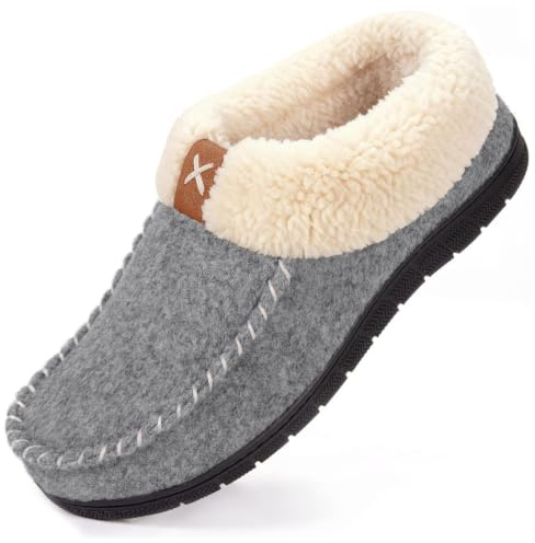 VeraCosy Women's Moccasin Slippers Faux Wool Memory Foam Non-Slip Indoor | Slip-On Design, Non-Slip Rubber Sole, Indoor & Outdoor, Comfortable & Warm, Machine Washable