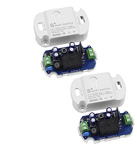 16A Basic Wireless Smart Switch，Wi-Fi Light Switch Compatible with Alexa & Google Home & SmartThings,FCC Certified,No Hub Required Support DIY Module (2 pcs)