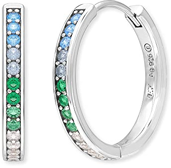 Engelsrufer Damen Creole aus Sterling Silber - besetzt mit mehrfarbigen Zirkonia Steinen - Clipverschluss - nickelfrei