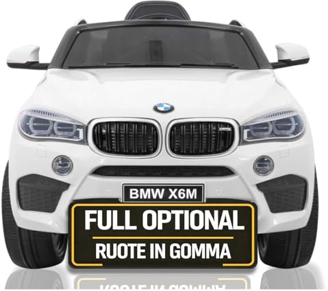 BMW X6M 12V Auto Elettrica per Bambini con Telecomando Parentale – Macchina Elettrica con Sedile in Pelle, Ruote in Gomma EVA, Luci LED, Porte Apribili, MP3 USB, Soft Start, Carico 30 kg (Bianco)