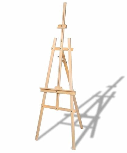 Staffelei für Kunstmalerei - Groß 172 cm aus Naturholz für Kunstmalerei, Ausstellung, Außenwerbung. Verstellbare Präsentationsstaffelei von 15cm bis 110