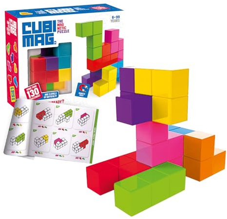 Ludilo Cubimag | Puzzles für Kinder und Erwachsene | Lernspiele ab 6 Jahren | Spiele für Kinder ab 6 Jahren oder mehr 130 Herausforderungen | Magnetische Konstruktionen für Kinder mit 3