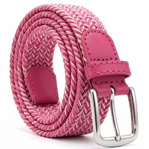 Kinder Stretchgürtel Unisex – Elastischer Flechtgürtel für Jungen & Mädchen | Für Bundmaß 75-90cm, Breite 25mm, lochlos stufenlos verstellbar, abwaschbar, dehnbarer Komfort, viele Farben & Designs