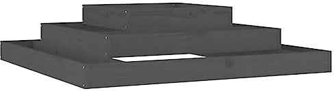 vidaXL Pflanzkübel, Blumenkasten 3-stufiges Design, Hochbeet für Garten Dekorativ, Pflanzpyramide Kräuterpyramide, Grau Massivholz Kiefer