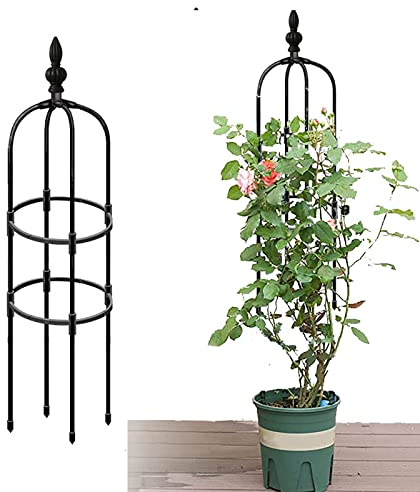 Rankhilfe Obelisk schwarz Rankobelisk Höhe 90cm 120cm 150cm 180cm 210cm Pulverbeschichtetes Stahl, Garten Rose Decor Trellis für Kletterpflanzen, Ballon, Rosen und Blumen ( Size : 12.6/32cm Dia. x 35