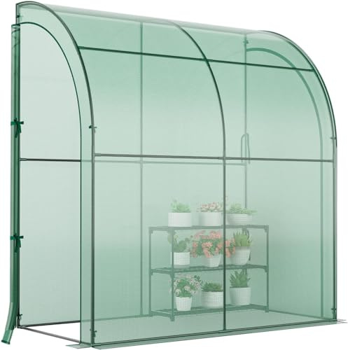 Happygrill Greenhouse, Lean to Greenhouse with Weatherproof PE Cover