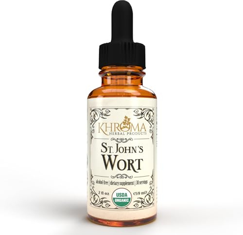 Organic St John's Wort 30 Servings - 800 MG Per Serving - Khroma Herbal Products - 2 FL OZ - Hypericum Perforatum