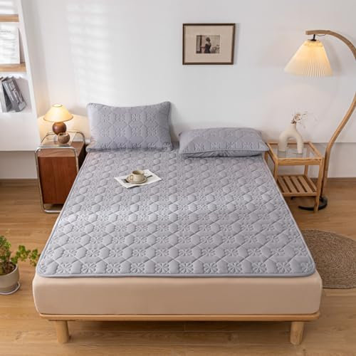 HAIBA Matratzenschoner 120X190cm atmungsaktive Matratzenauflage grau Washbare Matratenauflage für Komfort & Fernhalten von Schmutz Matratzenschoner für Matratzen & Boxspringbett