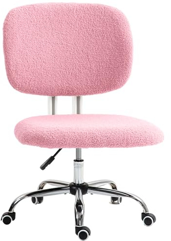 Vinsetto Bürostuhl Höhenverstellbarer Computerstuhl Ohne Armlehne Rosa | Ergonomischer Schreibtischstuhl, Drehstuhl für Arbeitszimmer, Samt