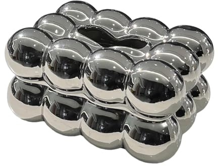Baoblaze Taschentuchbox Keramik, Kosmetiktuchhalter rutschfest, Tissue Holder, Facial Tissues Storage Rechteckig, Taschentuchspender für Nachttisch, Schreibtisch, Badezimmer, Schlafzimmer, Silber