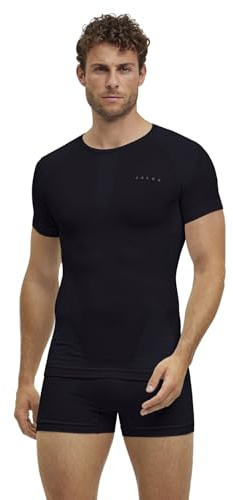 FALKE herr Baslager Ovandel Warm Round Neck M S/s Ts funktionellt garn snabbtorkande 1 del, Svart Black 3000, XXL