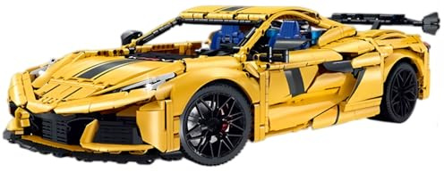 Technik Auto für Chevrolet Corvette C8, 1:8 Groß Auto Modellbausatz, 3372 Teile MOC Klemmbausteine Rennauto Modell Set, Automodell Sammlerstück für Autofans, Keine Originalverpackung