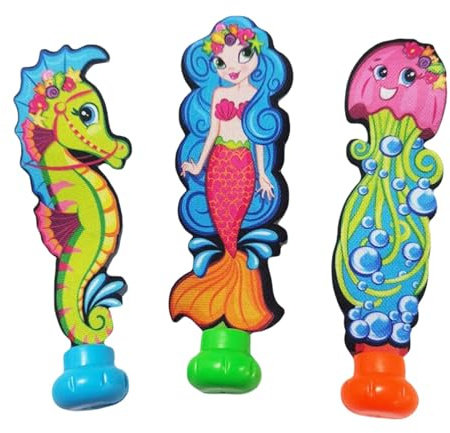3 Stück Hippocampus Meerjungfrau Squid Tauchspielzeug für Kinder ab 5 6 7 8 9 10,Schwimmbad Spielzeug,Unterwasser Pool Spielzeug Wasserspielzeug für Kinder Sommer Geschenk Tauchen Lerne Training