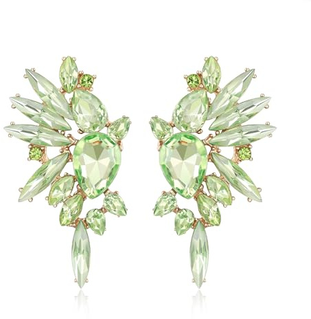 EVER FAITH Kristall Statement Ohrringe, Art Deco Marquise Drop Cluster Braut Bling bunte baumeln Ohrringe für Damen Iridescent AB Gold-Ton