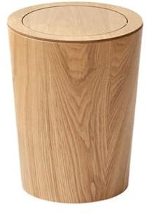 NOALED Bote de Basura Redondo, Bote de Basura de Madera con Tapa, Papelera de Reciclaje de Basura, Papelera con Tapa para baño, Inodoro de Visitas, Cocina