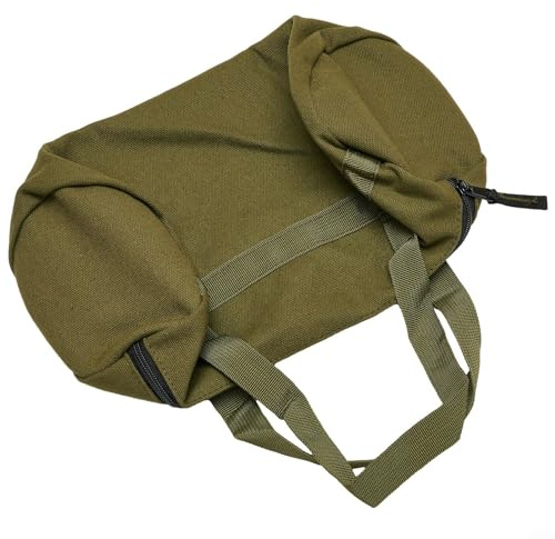 Gettimore Tent Stakes Bag, Canvas Double Strap Tent Pole Pegs Storage Bag Camping Accessories Large-Capacity Canvas Tool Bag with Zipped for Camping, Hiking(Army Green)