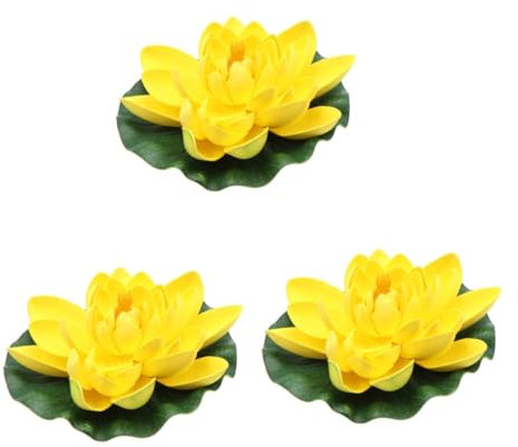 STOBAZA 3stücke Künstliche Lotusblume Gelbe Wasserlilie Für Teichdekoration Realistische Künstliche Blume Für Garten Pool Und Aquarium Pflegeleicht Und Langlebig Dekorative