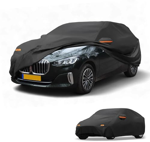 Partuto 210D-PU Full Car Cover for BMW 2 Series Active Tourer | All-Weather Waterproof, UV-Resistant Outdoor Full Cover, Right Side Zipper, Black