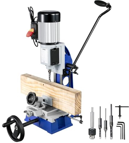 VEVOR Tischstemmmaschine, 1/2 PS, 1400 U/min, Tischbohrmaschine mit beweglicher Werkbank, Hohlstemmmaschine, zum Bohren von runden, quadratischen oder speziellen quadratischen Löchern in Holz