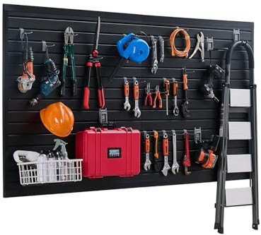 VEVOR Slat Wall Paneling, 8 x 4 ft, PVC Garage Slatwall without Accessories, Black Slat Wall Easy-to-Install Adjustable Slatwall Panel with Coupling Structure & DIY Cutting, Fits for Storage & Display