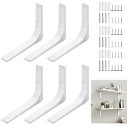 Shelf Brackets,6Pcs Shelf Bracket,Brackets for Shelves,100mm*100mm White Shelf Brackets,L Bracket for Shelf Shelf Bracket Corner Brace Angle Bracket Shelf Support Wall Hanging