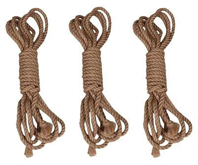 Natural Jute Rope，Skin Friendly Soft Durable，7MM Multipurpose Long Satin Braided Twisted (3, Primary Color, 7mm, 196, Inches)