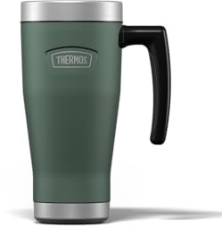 Thermos - Icon Rock Cap Green Travel Mug (470ml), Reusable Insulated Stainless Steel Coffee Cup for Hot or Cold Drinks, Vacuum Sealed Water Flask with a Leak-Proof Lid, 7hr Hot/22hr Cold