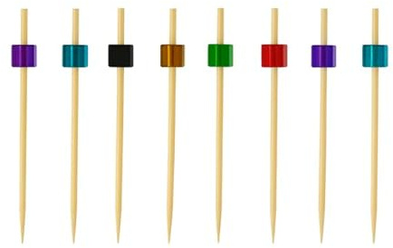 Monouso | 100 Pinchos de Bambú Diseño Cubo, 7cm, Colores Variados, Palillos de Bambú Cócteles, Aperitivos, Brochetas, Fiestas, Caterings, Bodas